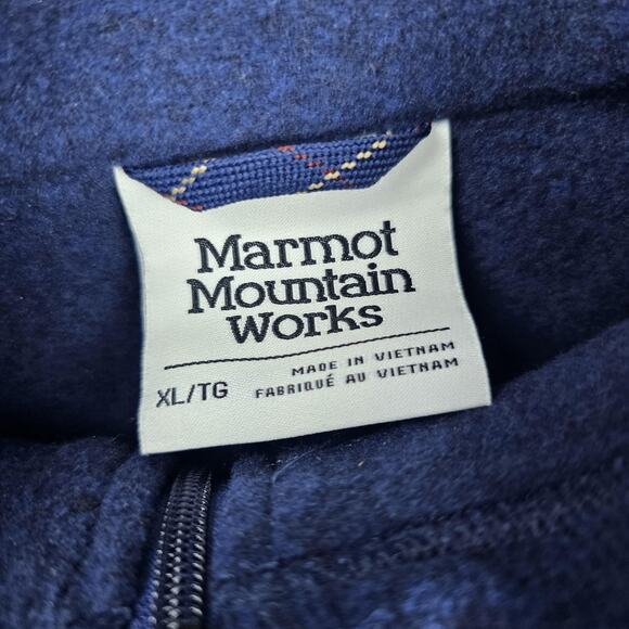 Marmot Mountain Works Pullover Mens XL Blue Quarter Zip Fleece Outdoors Utility - Picture 3 of 8
